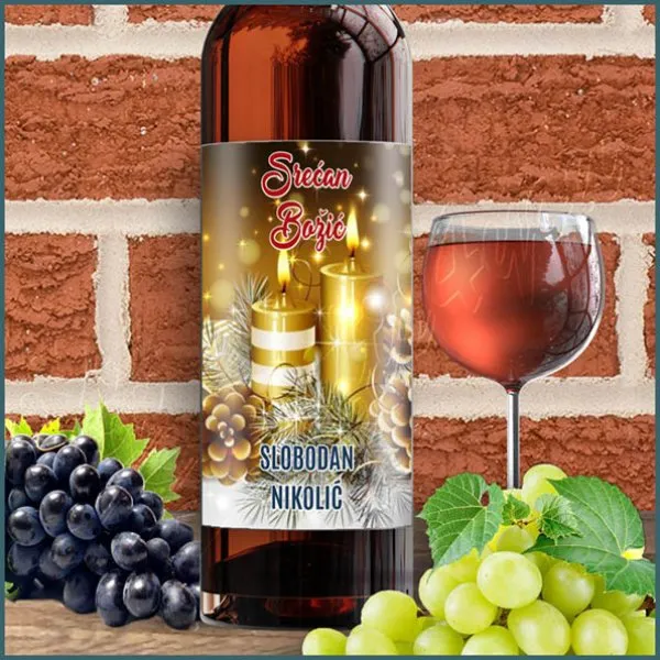 Srećan božić nalepnica za vino