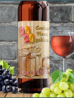Srećna nova godina nalepnica za vino