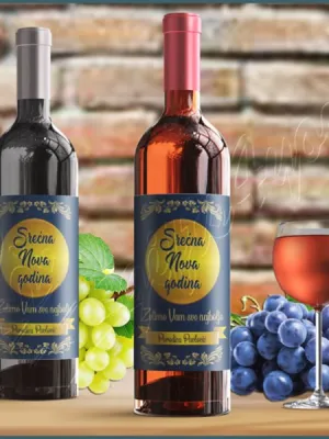 Srećna nova godina nalepnica za vino