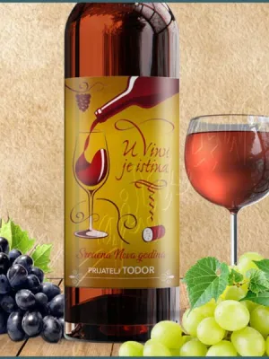 Srećna nova godina nalepnica za vino