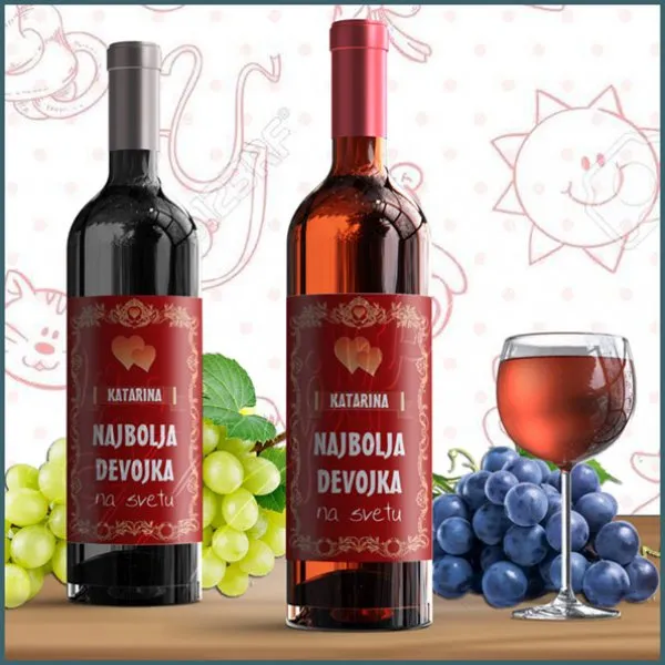 Proizvod Najbolja devojka na svetu nalepnica za vino Slika