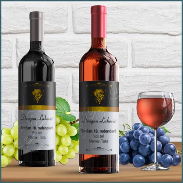 Proizvod Srećan rođendan nalepnica za vino Slika