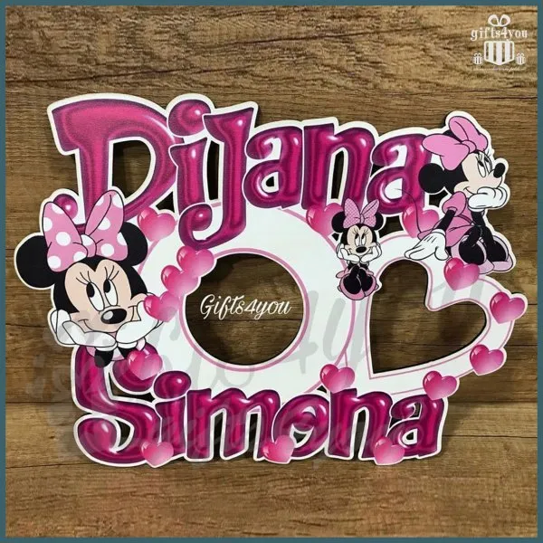 Proizvod Ram za 2 imena Minnie Mouse roze Slika