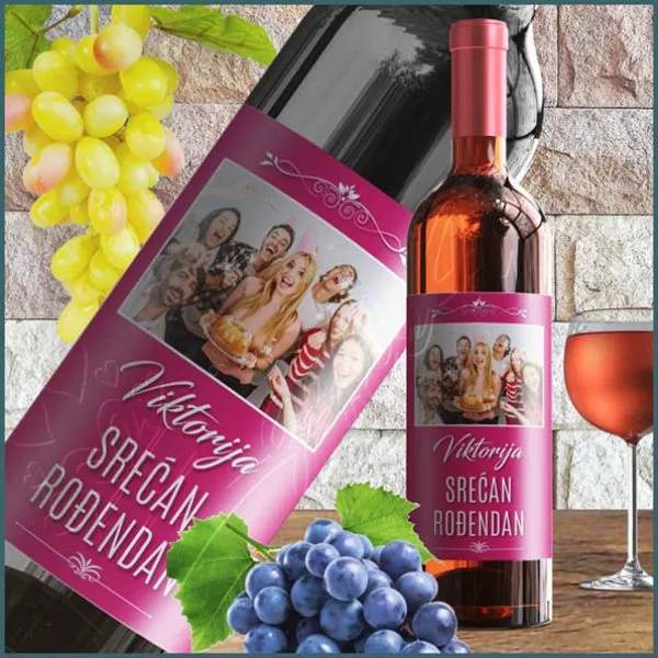 Proizvod Srećan rođendan nalepnica za vino Slika