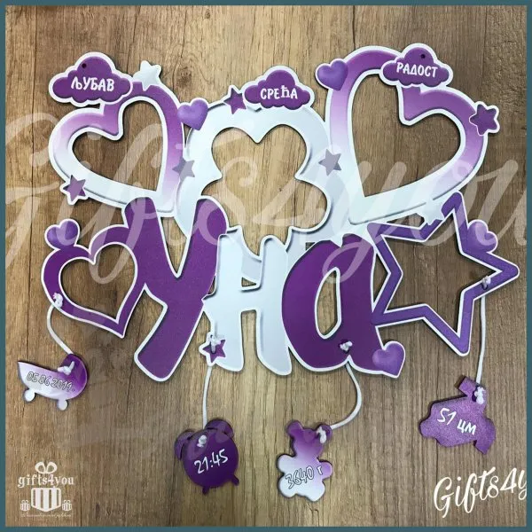 Proizvod Ljubačasti dečiji ram sa 4 slike Slika