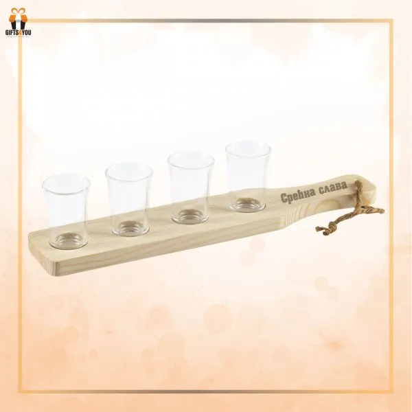 Proizvod Set rakijskih čašica na drvenom postolju Slika